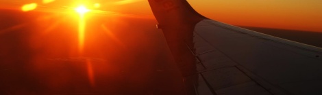 Sunrise from an aeroplane window